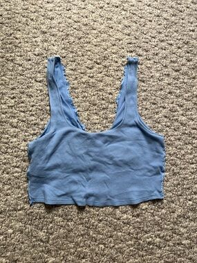 Blue Women's Ribbed lounge crop top